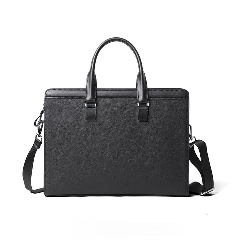 Handtasche für Männer, schwarze Business-Aktentasche, horizontale Umhängetasche aus Leder, hochwertige_voghion.com