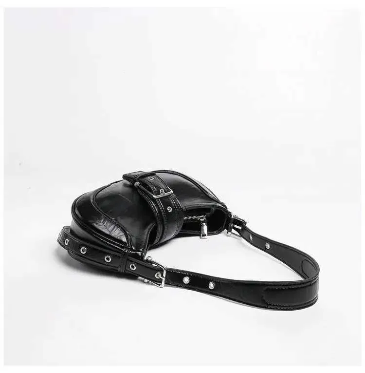 Sacs à main tendance Y2K pour femmes, sacoches à bandoulière en cuir PU noir, sacoches sous les bras, portefeuilles, de haute qualité_voghion.com