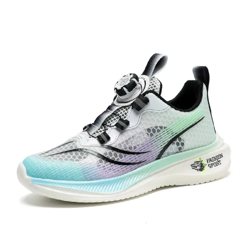 Childrens Rotating Button Running Shoes Breathable Sports Sneakers_voghion.com