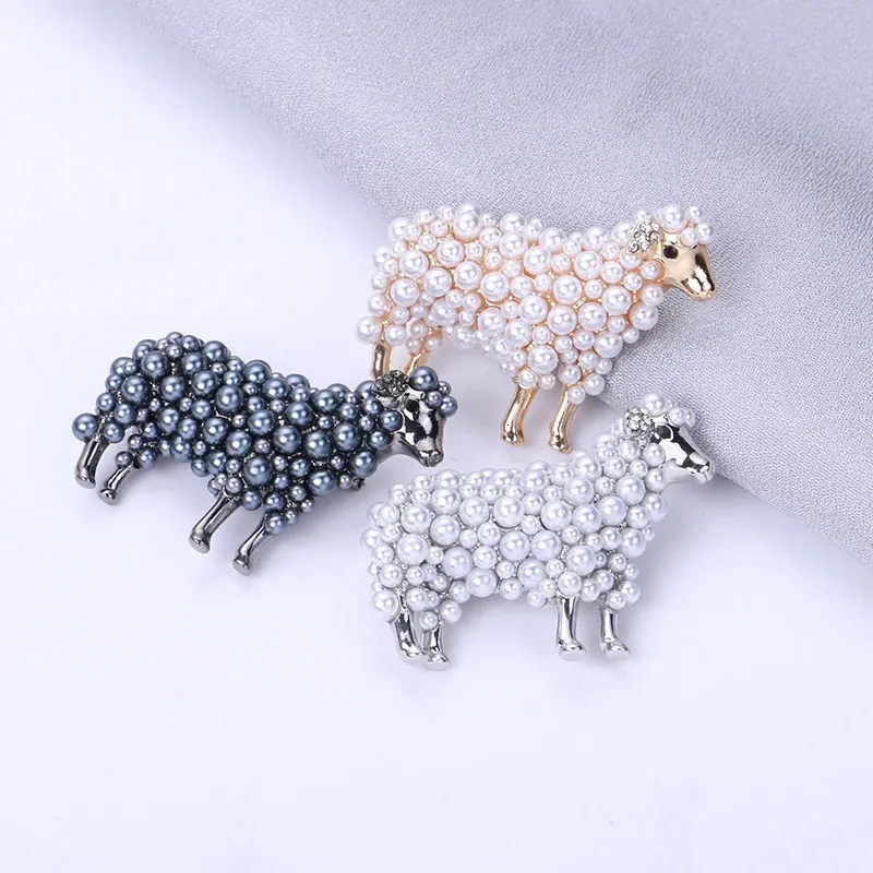 Wuli baby 2color Pearl Sheep Brooches For Women Unisex Lovely Animal Party Casual Brooch Pins Gifts 231109_voghion.com