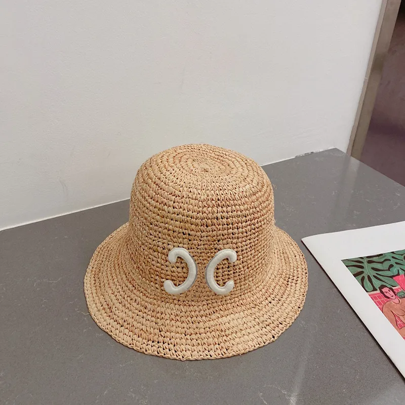 Designer grande balde para moda s borda verão gorras tecido bonés praia palha feminino boné masculino mão chapéus sol baldes chapéu_voghion.com