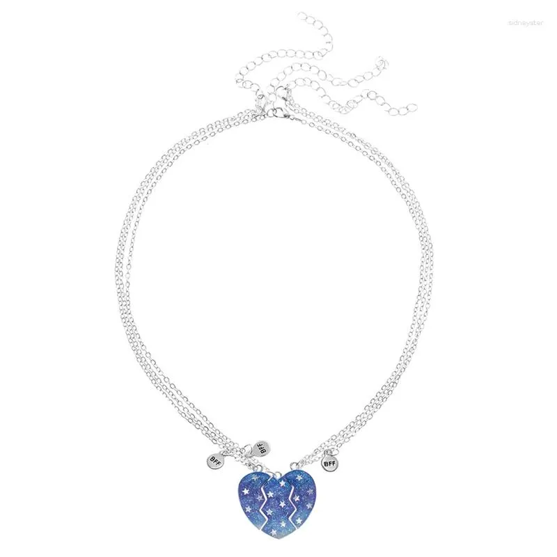 Collane con ciondolo E0BE 3 pezzi luminosi a forma di cuore diviso per sempre amico amicizia collana magnetica regalo per ragazza_voghion.com