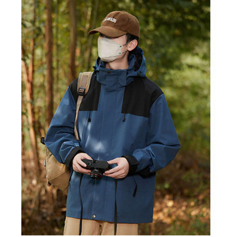 Spring Autumn New Outdoor Splicing Color Contrast For Couples, Windproof, Waterproof, Loose, Thin, Men's And Women's_voghion.com