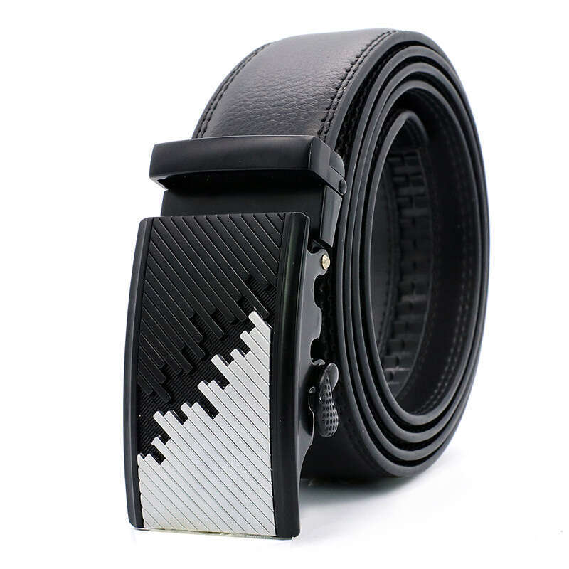 Automatic Buckle Leather Belt For Men Double Sided Cowhide Design_voghion.com