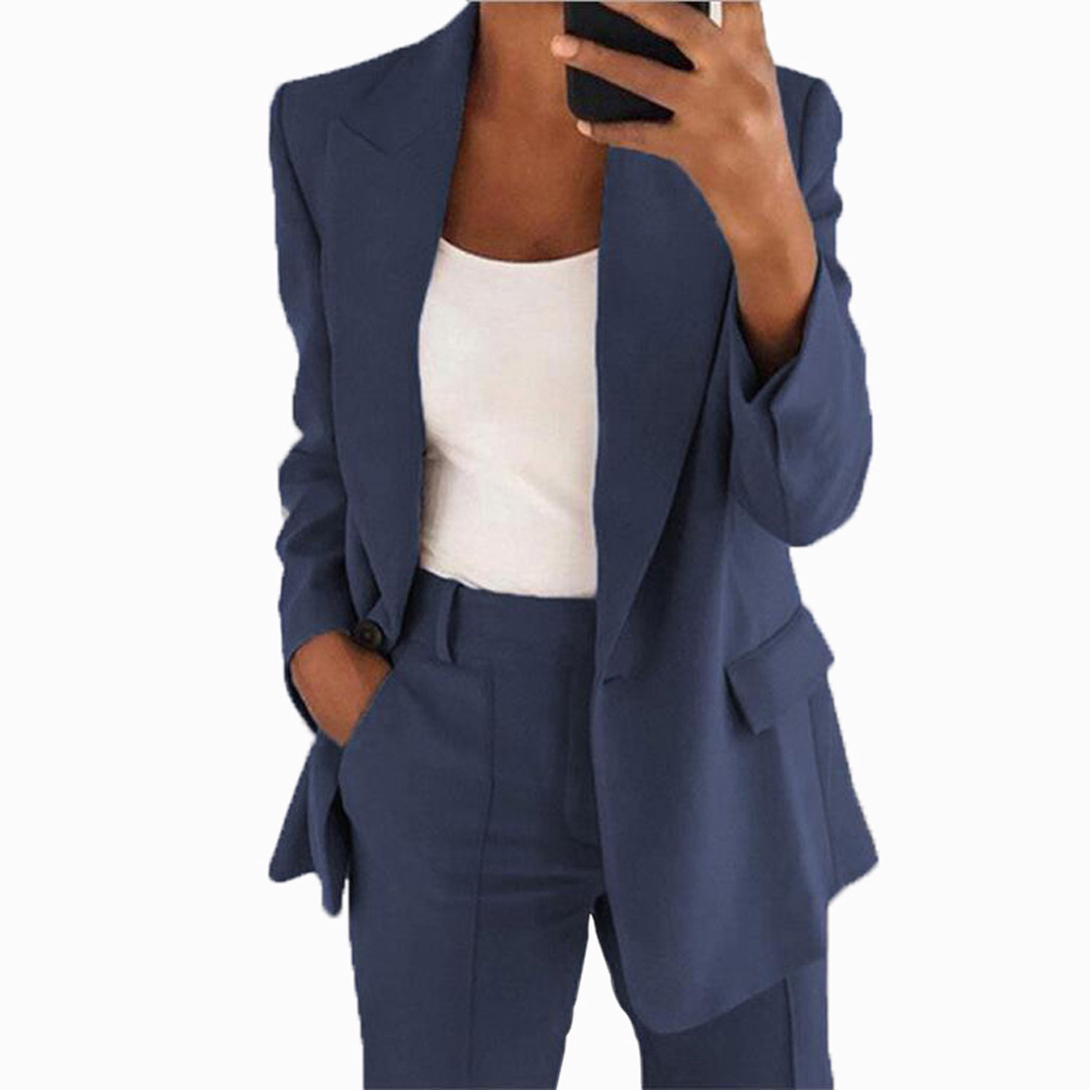 Abito da donna con temperamento cardigan sottile con risvolto alla moda, giacca, pantaloni, tuta da donna_voghion.com
