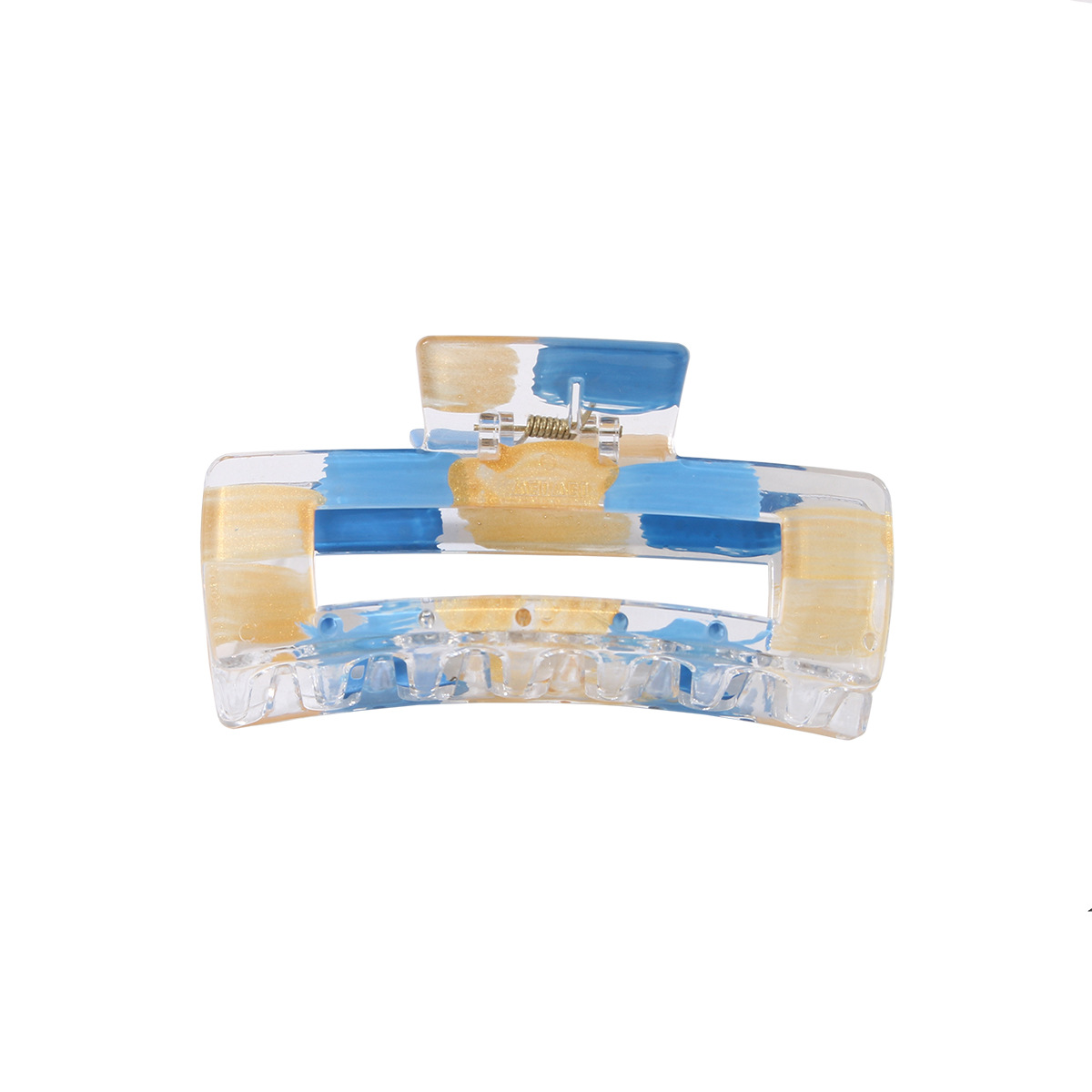 Guanyang European and American gold foil brushed paint clip creative niche transparent shark clip female temperament back of the head bun hair clip_voghion.com