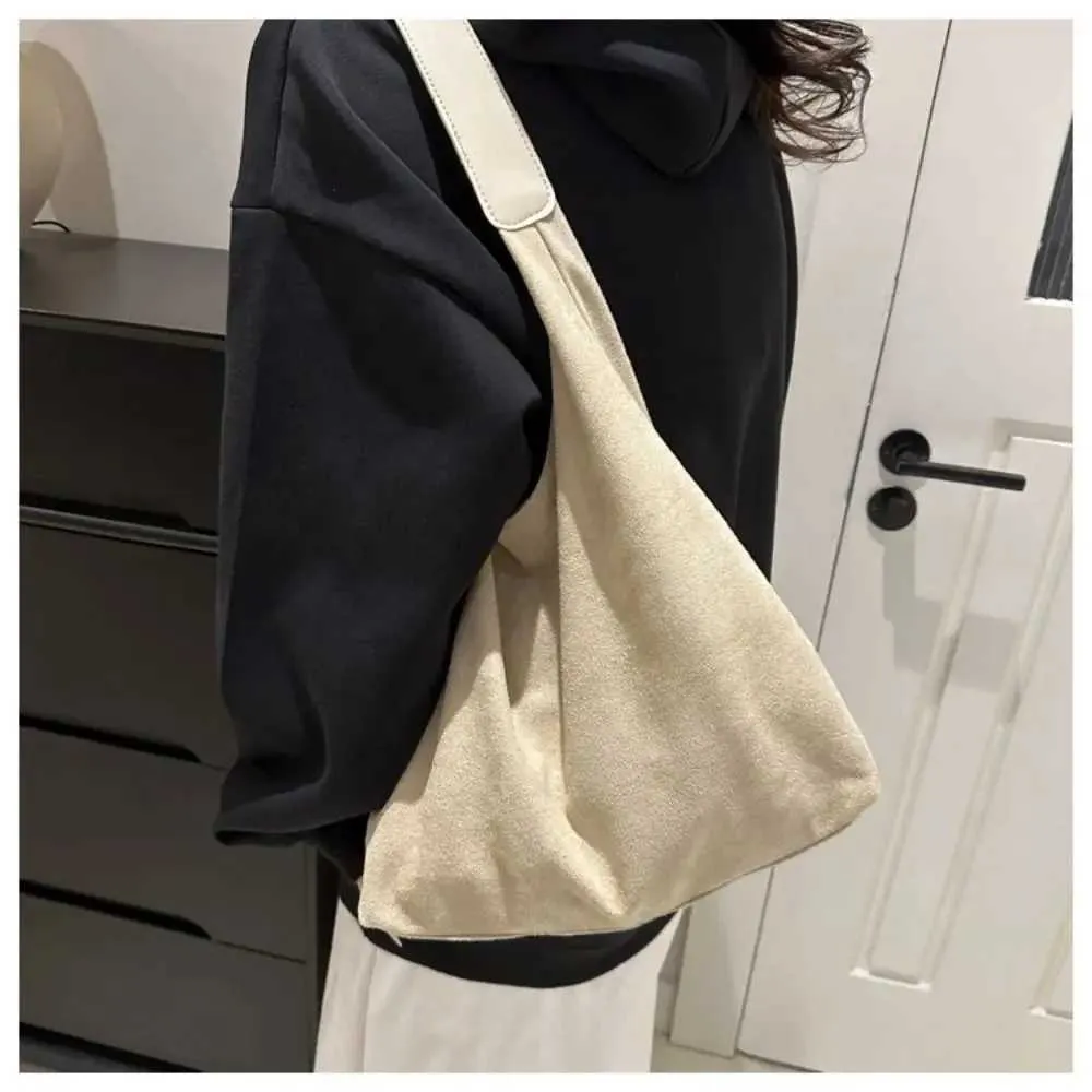 Autumn and Winter Vintage Womens Large Capacity Suede Shoulder Bag Solid Color Simple Versatile Bucket Ba241212_voghion.com