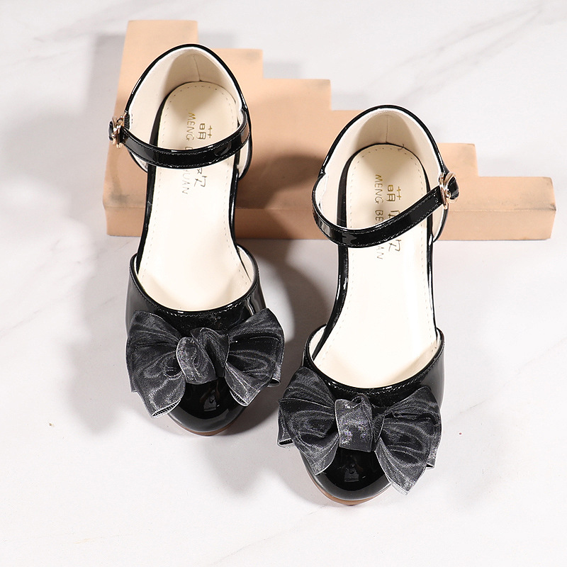 2024 sandali con tacco alto Baotou per ragazze della nuova primavera, scarpe in pelle con fiocco per bambini_voghion.com