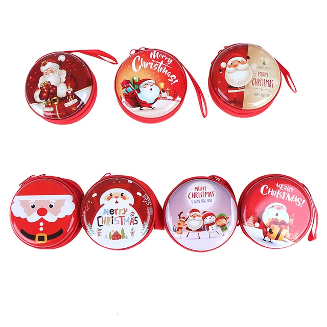 Merry Christmas Printing Ball Shaped Mini Tin Box Round Empty Candy Storage Coin Headphones Case Party Kids Favors_voghion.com