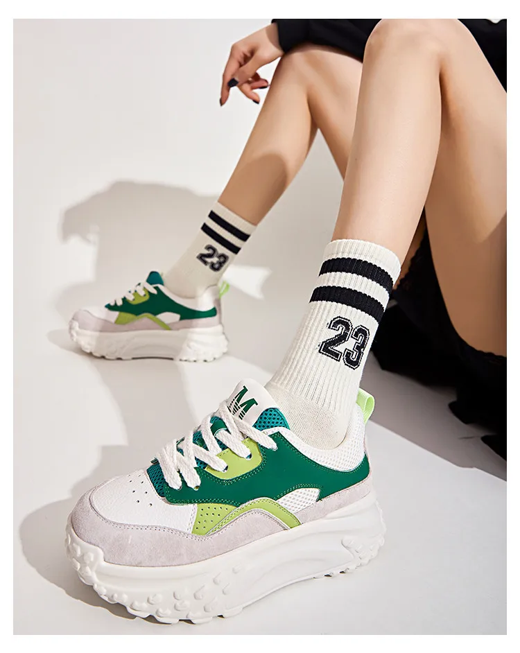 Plateau Sneaker Aus Echtleder Für Damen Bequeme Freizeitschuhe_voghion.com