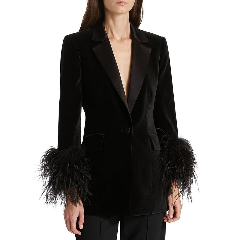 Vêtements pour femmes printemps et automne nouvelle mode veet femmes petite veste de costume en plumes d'autruche approvisionnement du commerce extérieur_voghion.com