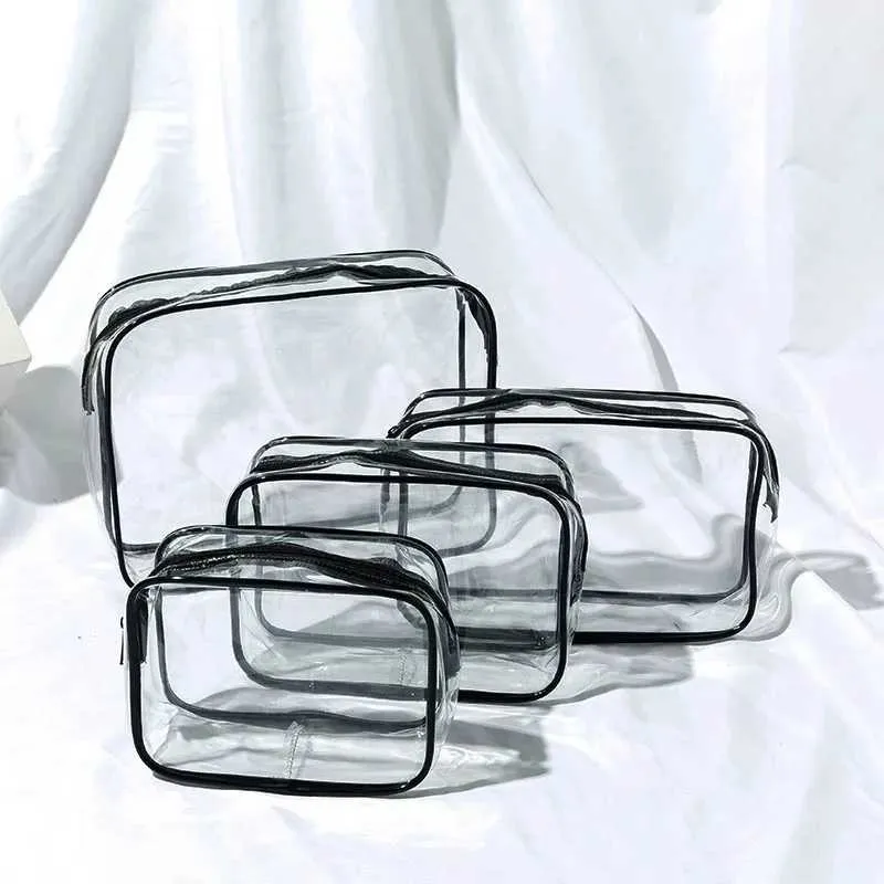 Simple PVC transparent waterproof storage box travel makeup organizer bathroom wash bag Y241023_voghion.com