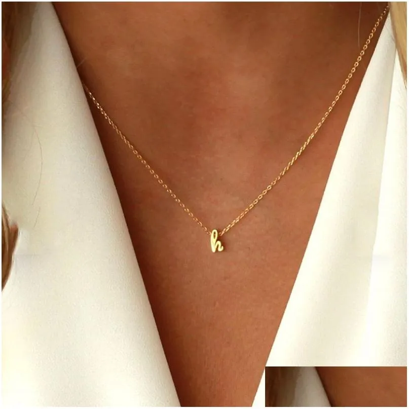 Pendant Necklaces Vintage Tiny Initial Letter For Women Stainless Steel Old English Necklace Birthday Gothic Jewelry_voghion.com