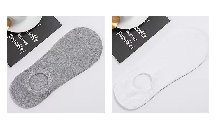 Black and white gray women's socks men's and women's socks summer autumn and winter Four Seasons solid color men's short tube boat Socks invisible low_voghion.com