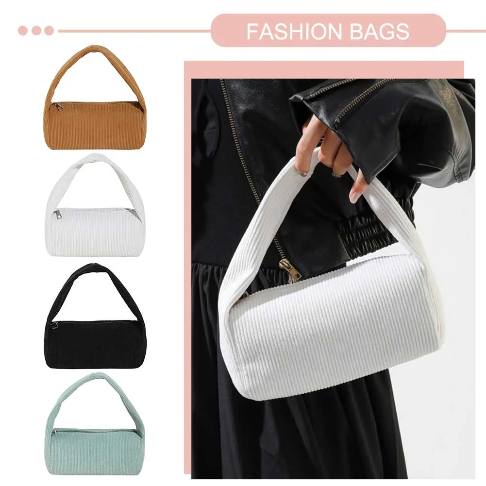 Frauen Taschen Winter Cord Schulter Tasche Casual Reise Achselhöhle Einkaufen Telefon Beutel Zipper Weibliche Handtasche Kupplung_voghion.com