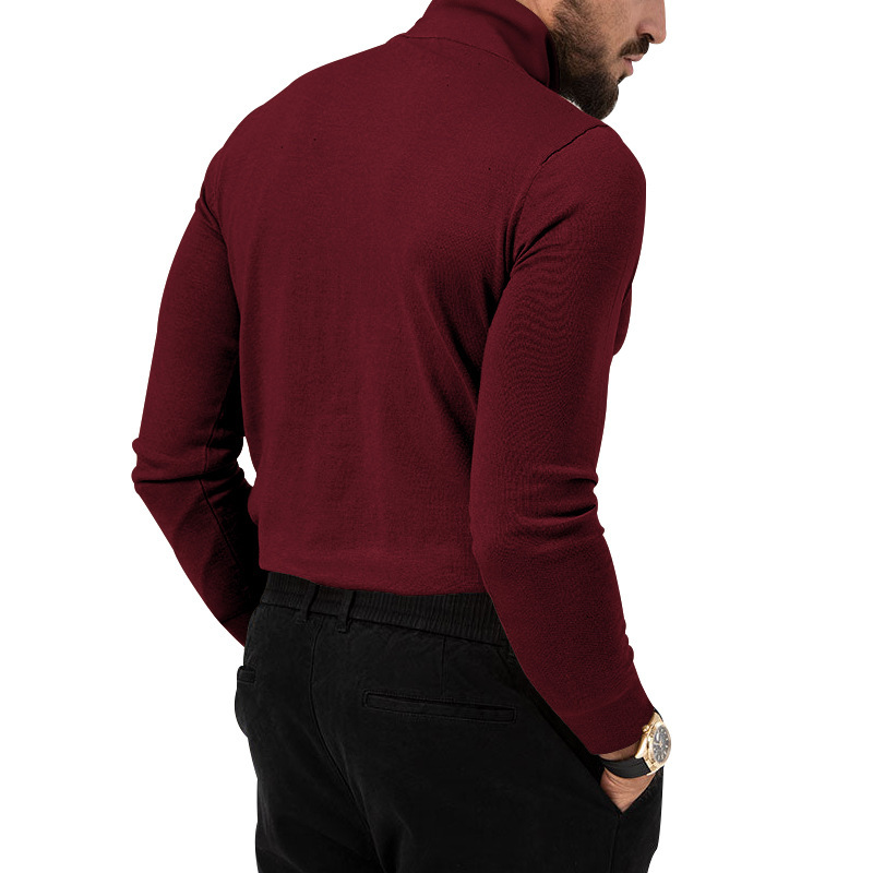 Underla camiseta de manga comprida para homens outono e inverno nova marca de moda jovem versátil simples gola alta_voghion.com