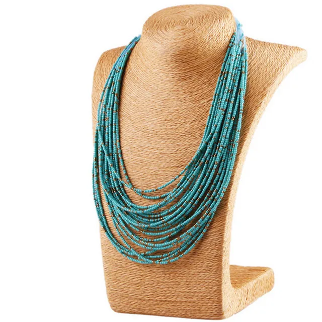 Colar de declaração para mulheres Collier Femme 2024 Moda Boho Contas Multicamadas Gargantilha Colar e Pingentes Bijoux_voghion.com