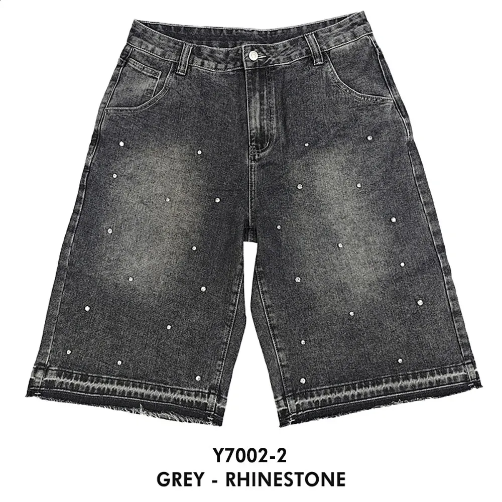 PEERAGE Y2k Retro Rhie Washed Wide Leg Baggy Long Jorts Vyriški Gatvės stiliaus Oversized Frayed Black Grey Loose Denim Jeans_voghion.com