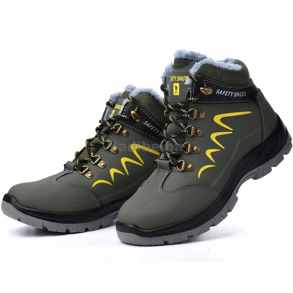 Für Sicherheit Wasserdichte Sicherheit Knöchel Schuhe Anti-smashing Stahl Kappe Kappe Winter Männer Bau Arbeit Stiefel a60c_voghion.com