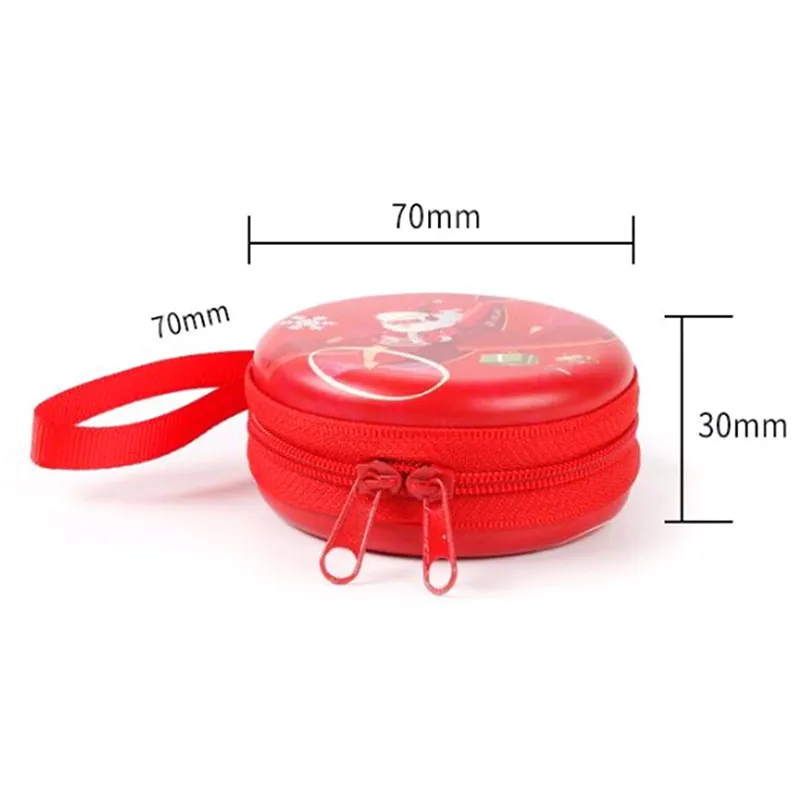 1PC Weihnachtsgeldbörse Runde süße Cartoon Kinder Mädchen Jungen Brieftasche Kopfhörer Organizer Box Student Münztüte Weißblech + ABS_voghion.com