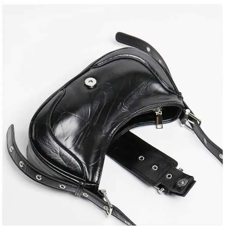 Sacs à main tendance Y2K pour femmes, sacoches à bandoulière en cuir PU noir, sacoches sous les bras, portefeuilles, de haute qualité_voghion.com