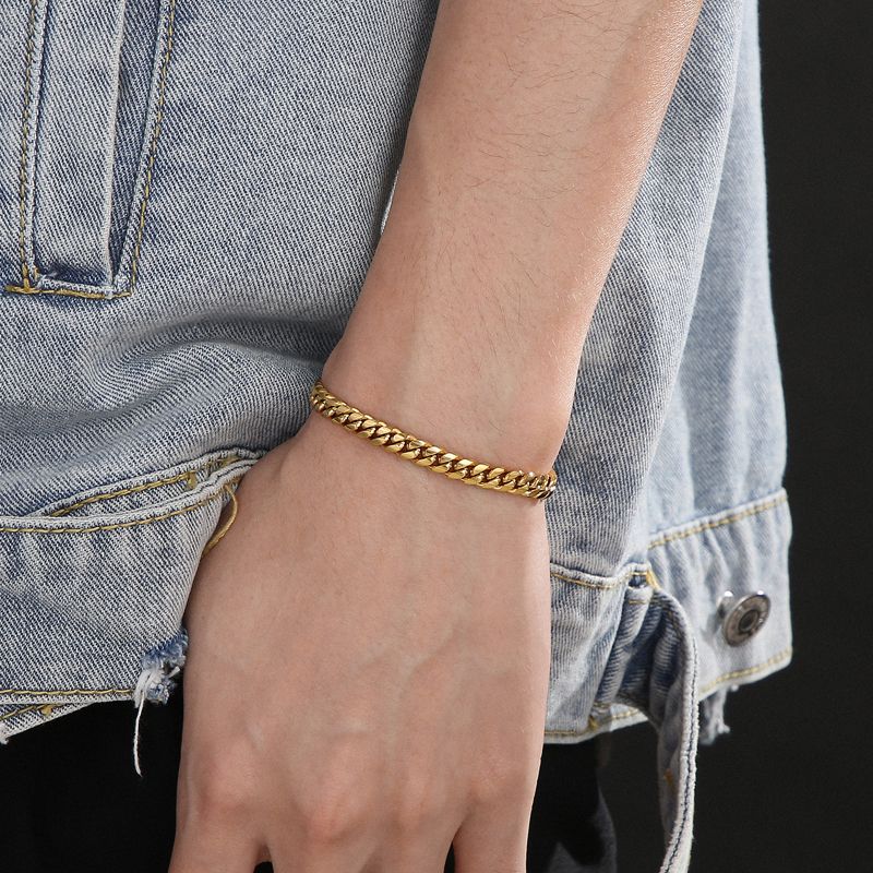 Bracciali da uomo in acciaio al titanio tinta unita alla moda_voghion.com