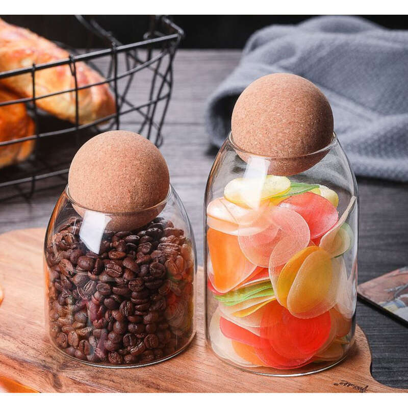 Cork Ball Stopper Bottle, Tea Glass Transparent Coffee Bean Sealed Can, Food Grade Large_voghion.com