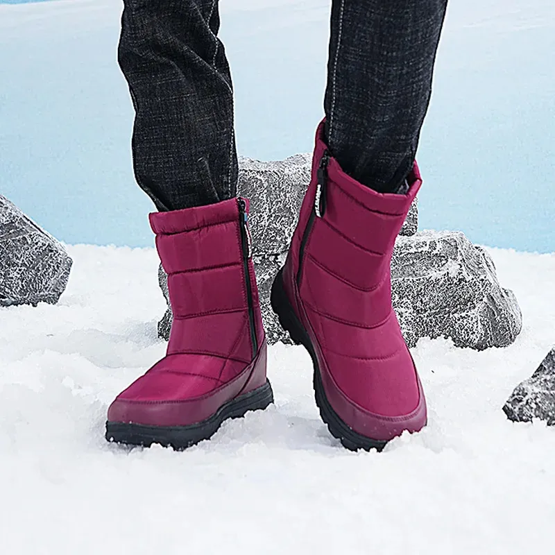 Bottes d'hiver pour hommes, grandes tailles, chaudes, en peluche, longues, imperméables, mi-mollet, pour l'extérieur, baskets durables, chaussures de loisirs à enfiler_voghion.com