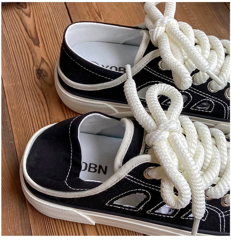 Mango Head Canvas Sandals for Women in Summer 2024, Half Slippery One Step, Chic, White Shoes with High Height, Small_voghion.com