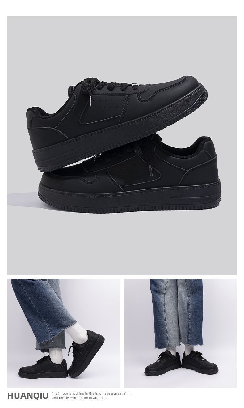 Zapatos Kolumb para hombre, tendencia de primavera, zapatos negros de tabla para hombre, nuevos zapatos negros de 2025, zapatos blancos Air Force No.1 con suela gruesa._voghion.com