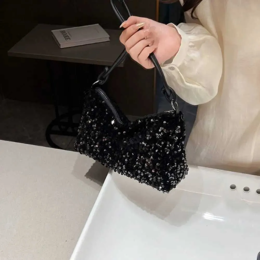 Einfarbig Crossbody Mode INS Pailletten Schulter Taschen Telefon Geldbörse Handtasche Abend Clutch Tasche Mädchen DIYC241103_voghion.com