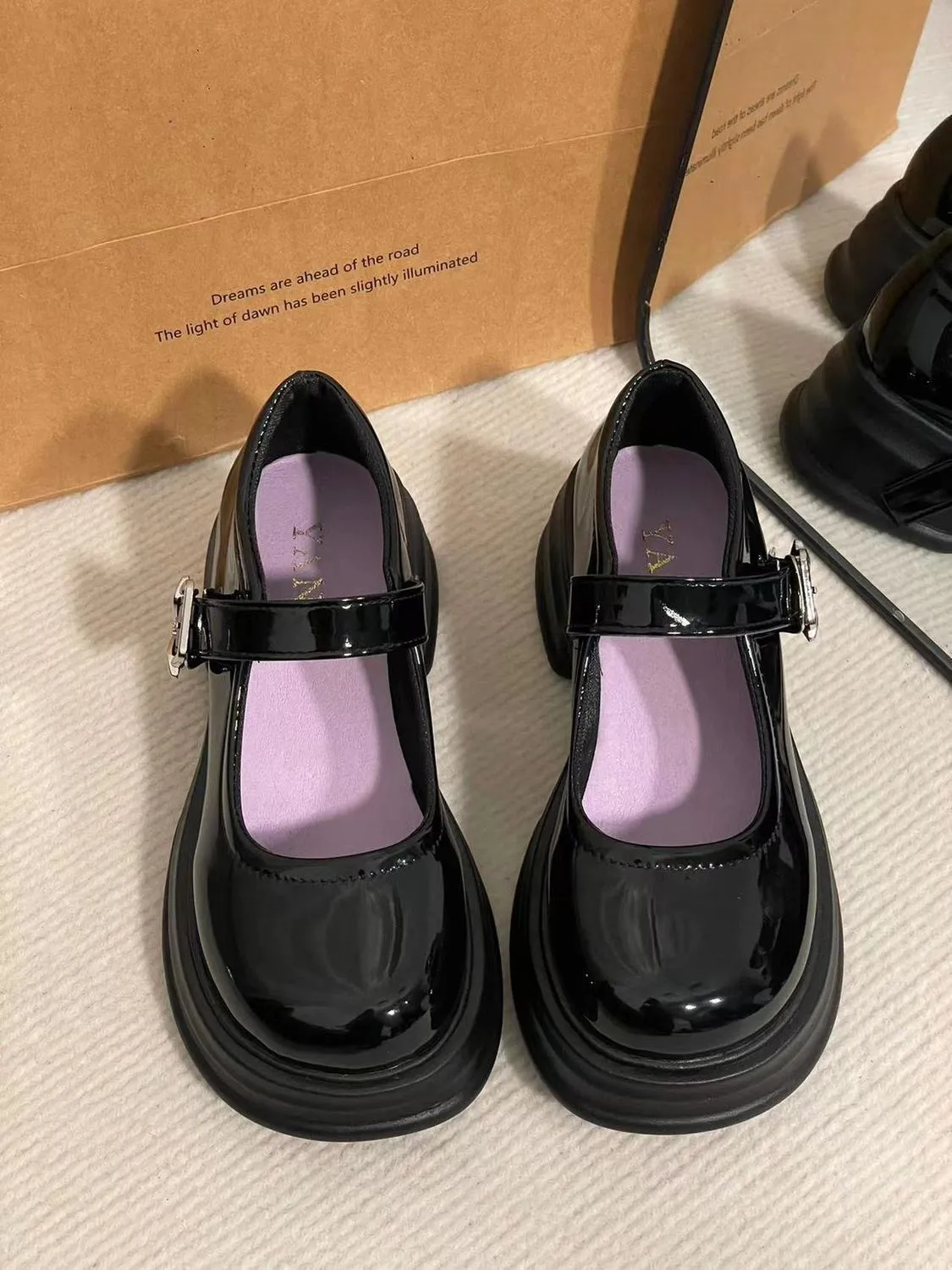 Mary Jane Schuhe Für Damen British Style Mit Dicker Sohle_voghion.com