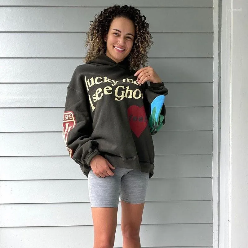 Herenhoodies Haruku Graffiti Lucky Me I See Ghosts Letter Winter Sweatshirts Heren en Dames Hoodie Hip Hop Oversized_voghion.com