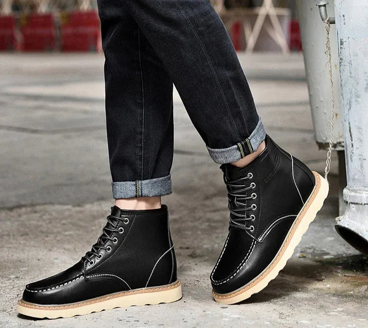 Men Elevator Hidden Heels High Soft Leather Heightening Shoes For Man Increase Insole 10CM 8CM 6CM Height Boots 250114_desvips.com