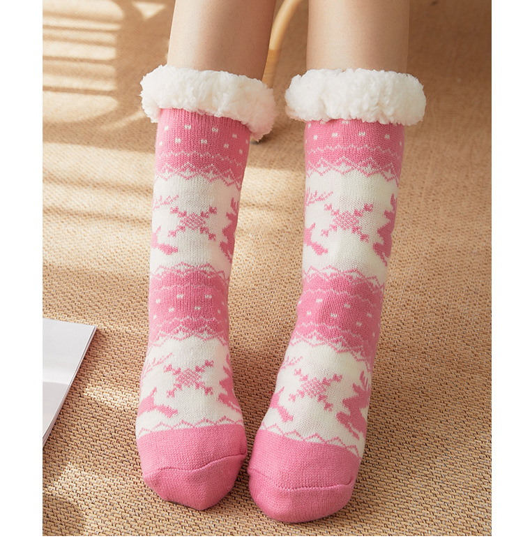 Underwear & Sleepwears Cozy Winter Fleece-Lined Anti-Slip Slipper Socks For Women - Soft Indoor House Shoes With Festive Reindeer Pattern_voghion.com