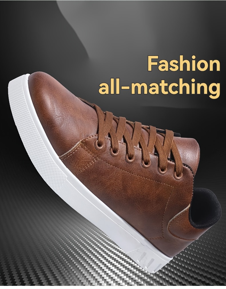 Herren-Skateboardschuh aus PU-Leder mit Schnürung, trendiger, bequemer, leichter Outdoor-Schuh mit rutschfester Sohle zum Gehen und Joggen_voghion.com