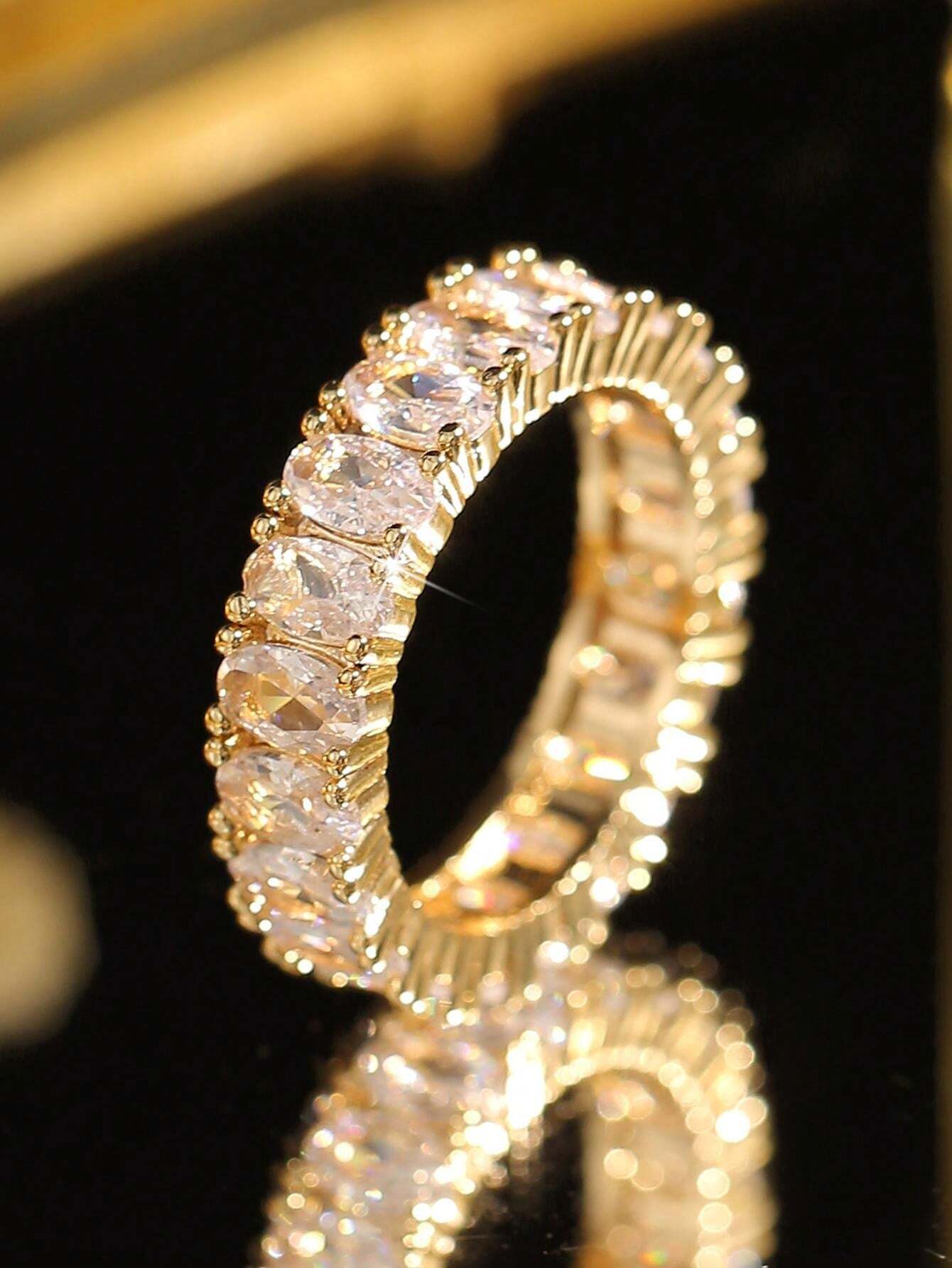 Aurora Atelier 1 Pc Elegant Ellipse CZ Rings For Women Girl Crystal Ring Birthday Bridal Dress-Up Female Festivals Jewlelry Gift_voghion.com