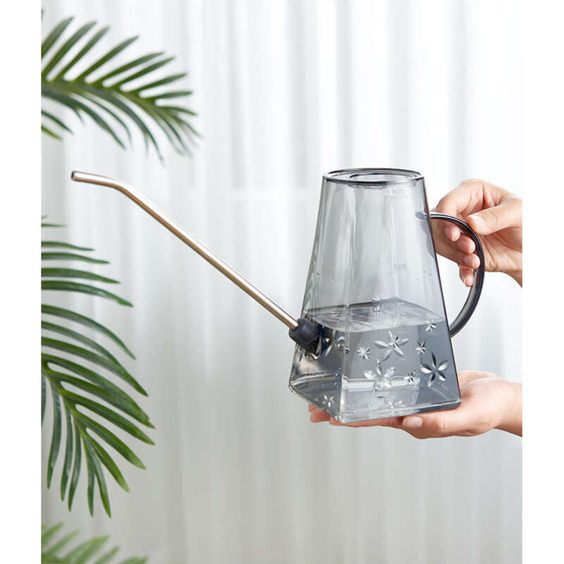 Ghiveci cu gură lungă din oțel inoxidabil pentru grădinărit de uz casnic, plante verzi, instrument de udat din plastic transparent, mare_voghion.com