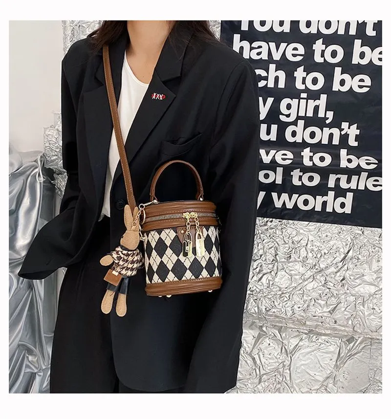 Borsa firmata, spedizione gratuita, borsa a secchiello alla moda Dia Grid, borsa a mano, borsa a tracolla per donna._voghion.com