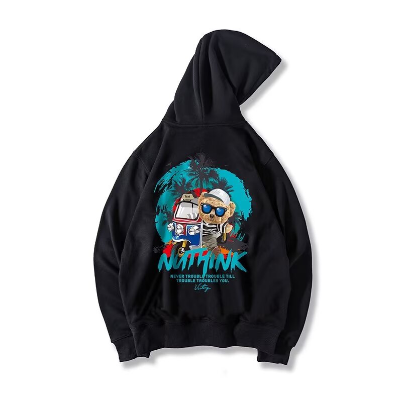 2024 New Trendy Brand Fatty Men's Hooded Loose Bear with Plush Fat Plus Size Couple Sweater for Autumn and Winter_voghion.com