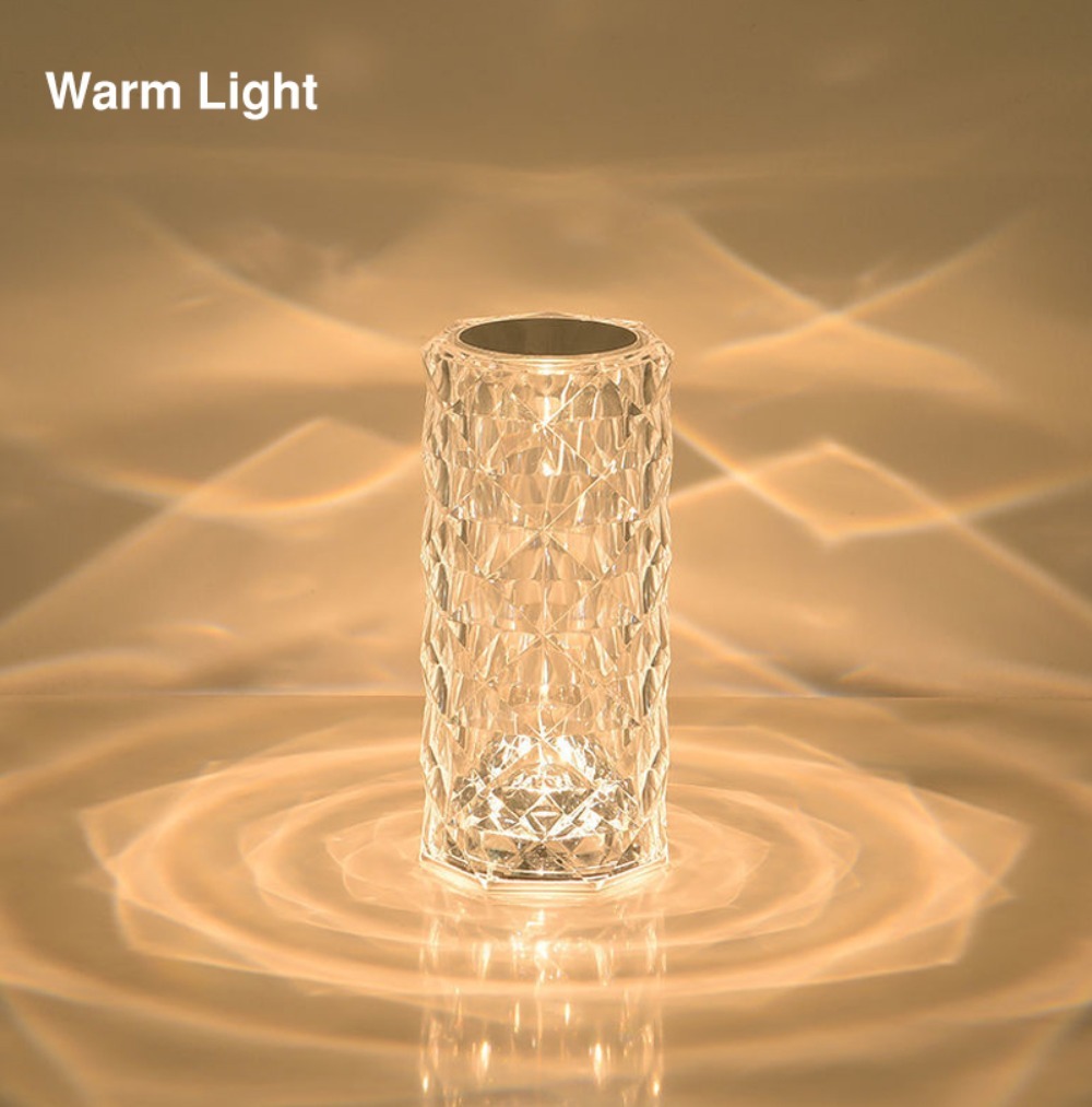 LED Crystal Table Bedroom Atmosphere Lamp Rose Projector USB Touch Night Light Decorative Lights for Room Decor_voghion.com