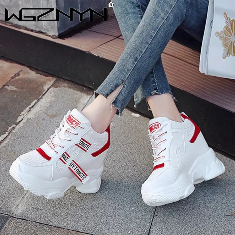 Heiße Verkäufe Trendy Schuhe High Top Sneakers Frauen Plattform Stiefeletten Korb Femme Chaussures Femmes Höhe Erhöhen_voghion.com