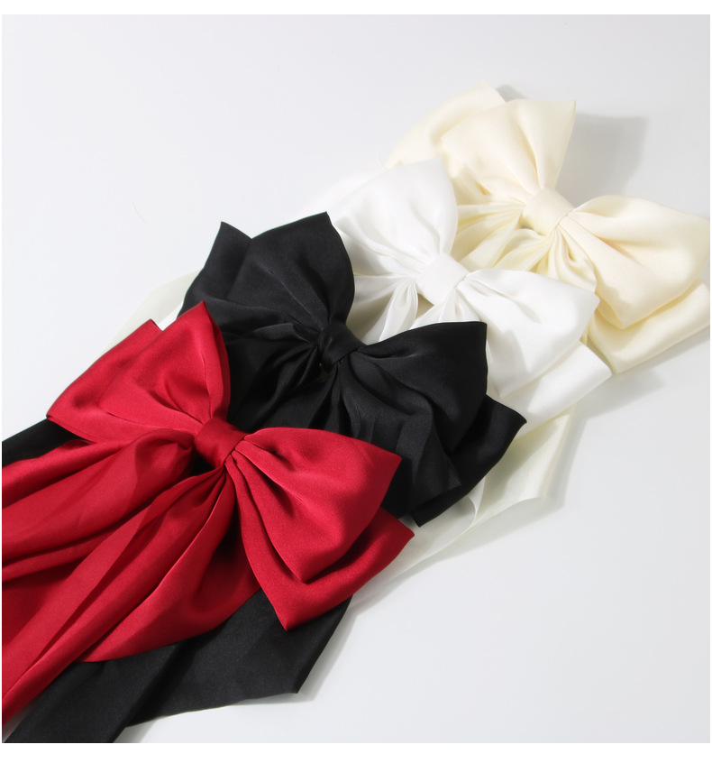 Women’s Accessories Oversized Ribbon Bow Spring Clip Hair Accessories High-end Satin Hair Clip_voghion.com