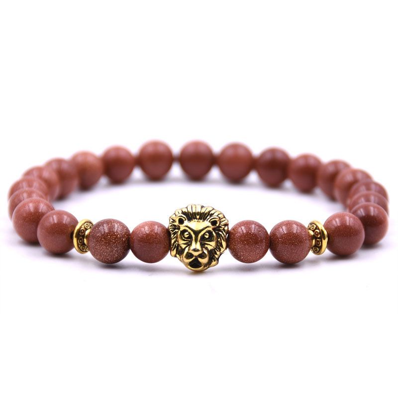 Fashion Natural Buddha Beads Volcanic Stone Lion Head Bracelet_voghion.com