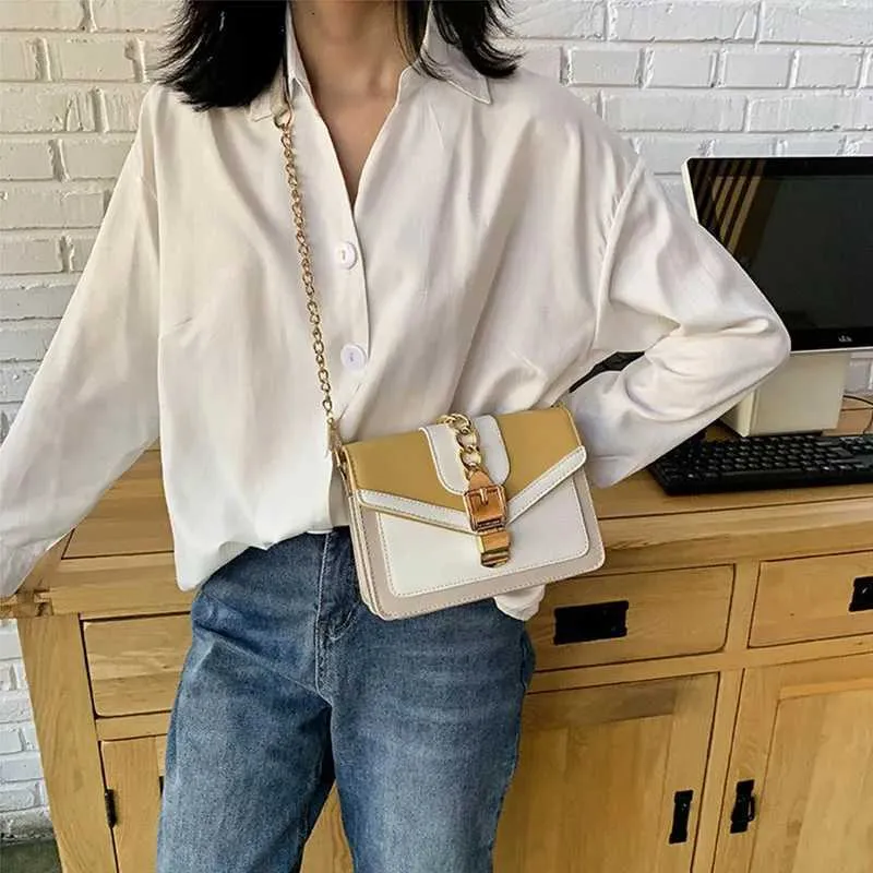 Mode Frauen Kette Crossbody Freizeit Splice Kleine Quadratische Schulter Design Umhängetasche Reise Geldbörse und Handtasche241216_voghion.com