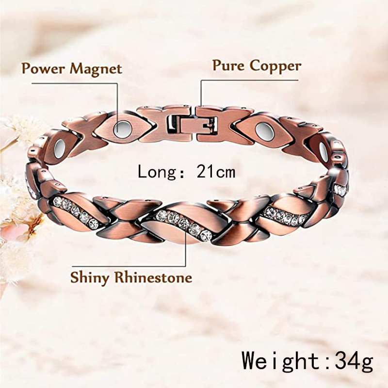 Longrui Neues Produkt Kupferarmband Diamantarmband Starker magnetischer Baumblattmagnet Kupferarmbandhersteller_voghion.com