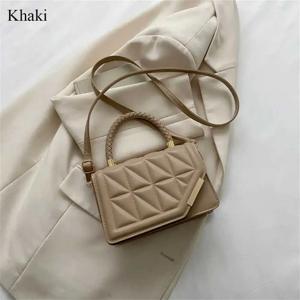 Mode PU Leder Plaid Messenger Schulter Tasche Damen Einfarbig Handtaschen Freizeit Stilvolle Umhängetaschen Für_voghion.com
