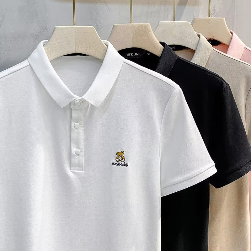 Men's Clothing Source manufacturer simple bear embroidery handsome lapel new style Polo shirt men's summer collar T-shirt men's short sleeve_voghion.com
