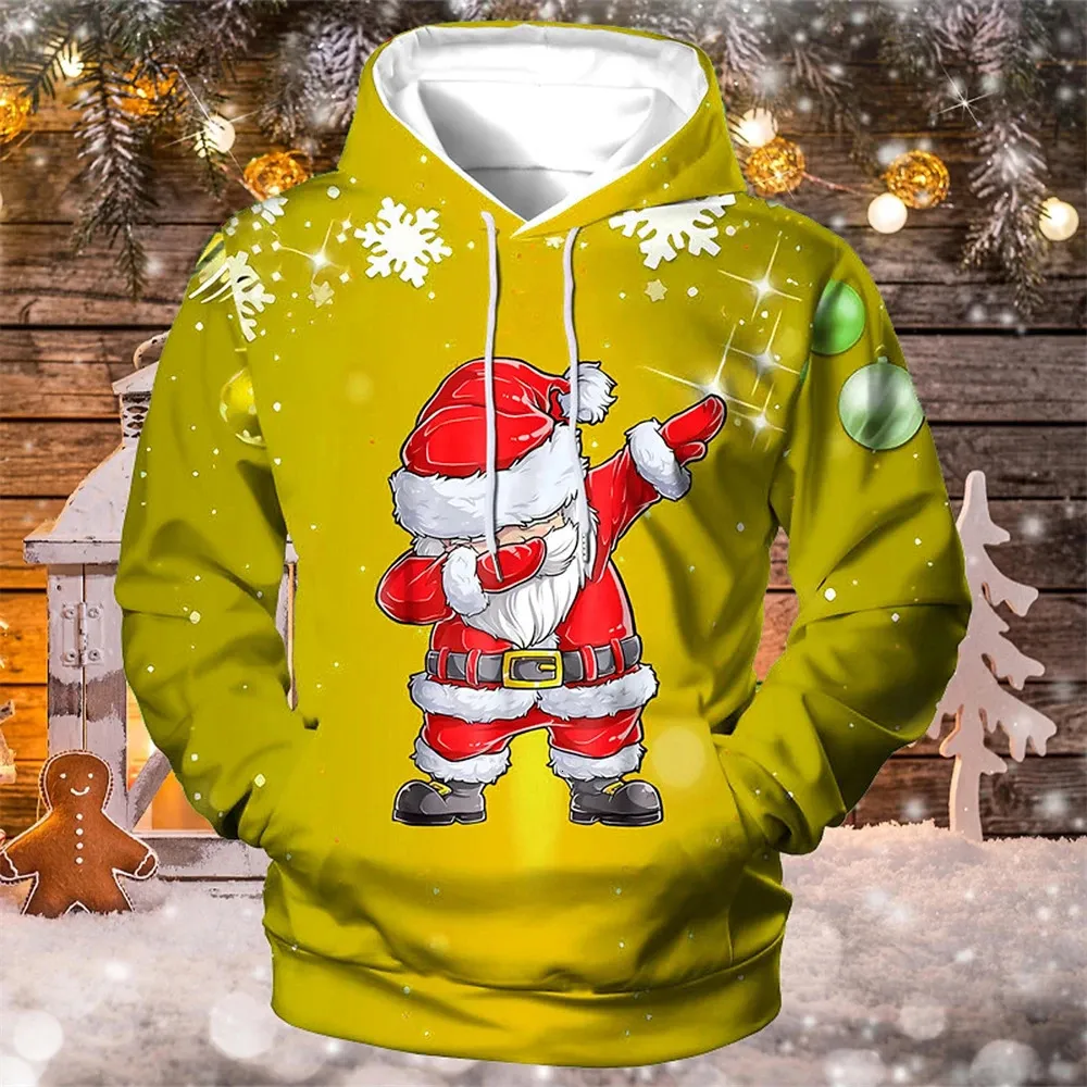 Weihnachts-Kapuzenpullover für Herren, lustiger Weihnachtsmann-Aufdruck, langärmelige Kapuzenpullover, Herbstkleidung, Urlaub, lässig 241111_voghion.com