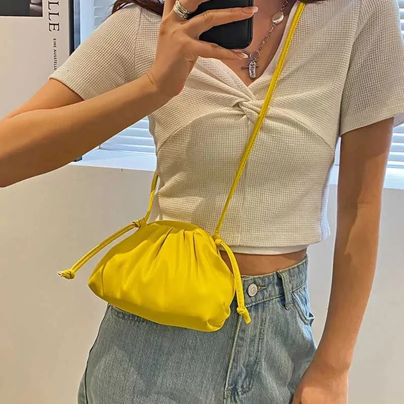 Sac à bandoulière en cuir PU jaune et bleu pour femme, sacoche simple et polyvalente pour soirée_voghion.com